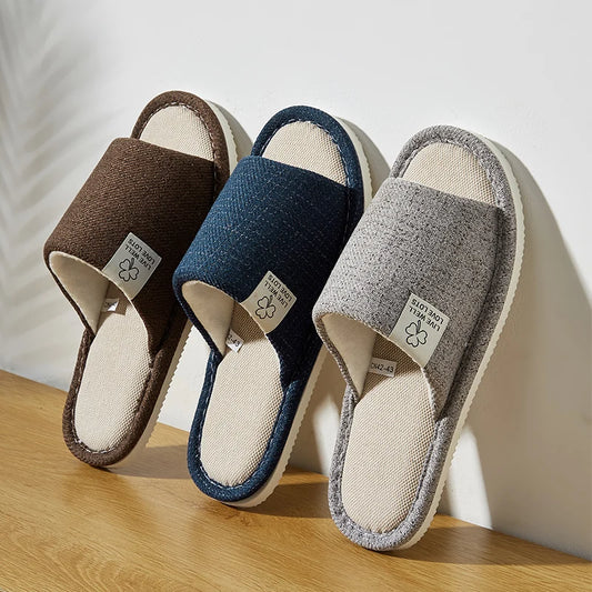 Men’s Indoor Hemp Cotton Slippers – EVA Sole Comfort Shoes (K293-A)