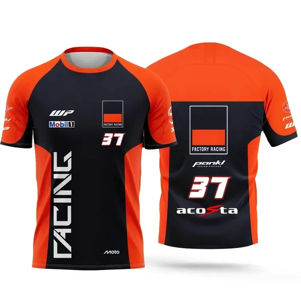 Breathable Quick Dry Motorcycle T Shirt for 2026 Summer Family Style Casual Short Sleeve Sports Tee Suitable for Adults Kids