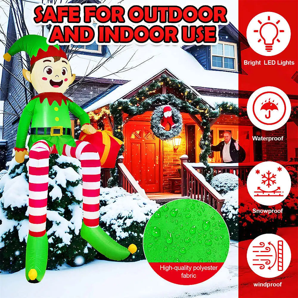 1PC Christmas Inflatable Climbing Window Santa Claus/Sitting Elf Model , For Xmas Party Indoor Gift Decoration Props