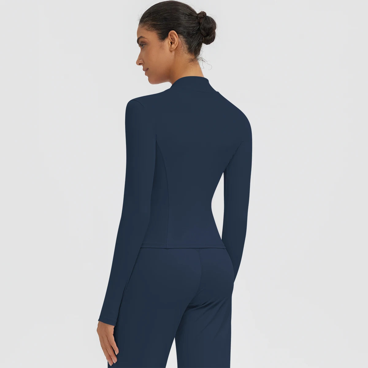 New Women's Stand-Up Collar Yoga Jacket Summer Fitness Sports Solid Color Workout Top Yoga Zipper Long Sleeves Sports Top Coat