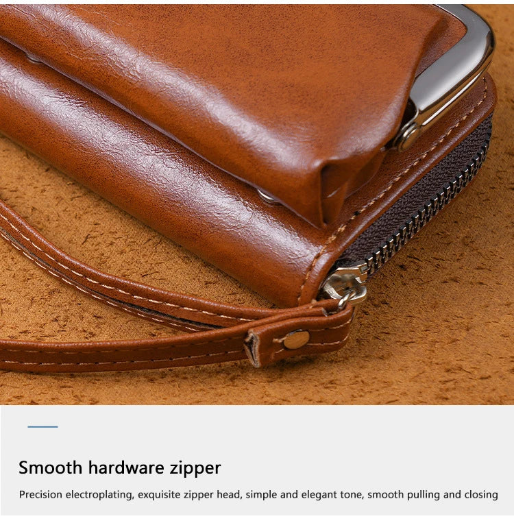 Women's Wallet Fashionableand Minimalist Wrist Strap Short Zero Wallet RetroVersatile LargeCapacity Multi Card Pocket Money Clip