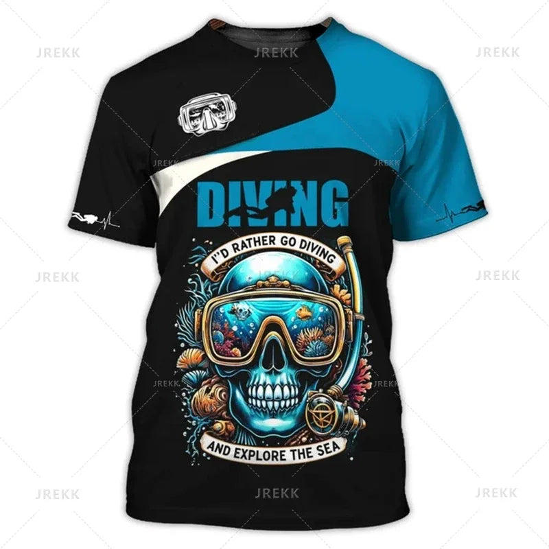 Summer 3D Diving Print T Shirt Breathable Quick Dry Family Style for Kids Adults Fashion Streetwear Sports Fitness Apparel