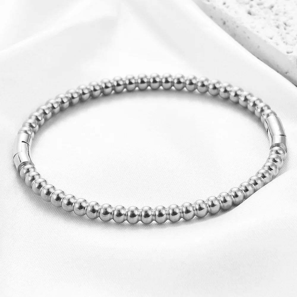 ZAKOL Stainless Steel Golden Bead Bracelet for Women Fashion Adjustable Chain Bracelets Daily Party Jewelry