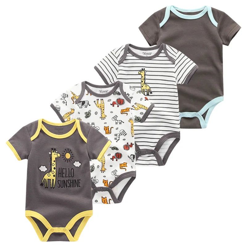1/4Pcs Newborn Bodysuit Baby Boy Short Sleeve Jumpsuit Cartoon Print Toddler Girl Cotton Clothes 0-12Month Infant Romper Outfits