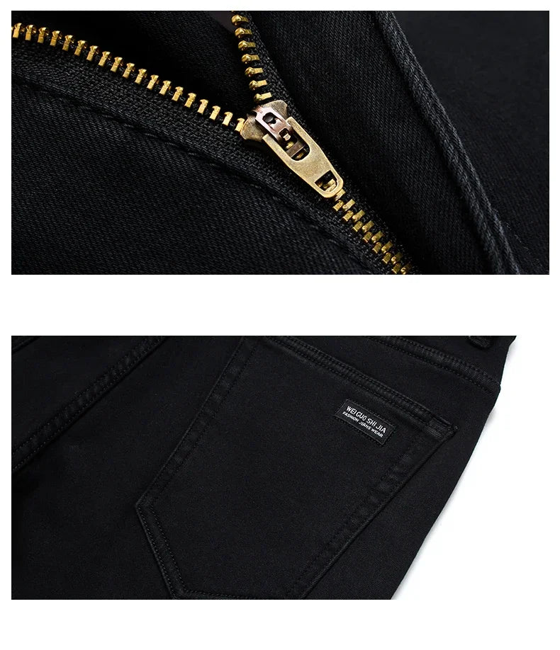 Spring Autumn Men Classic Fashion Brand Jeans Homme Man Soft Stretch Black Biker Masculino Denim Trousers Mens Pants Overalls