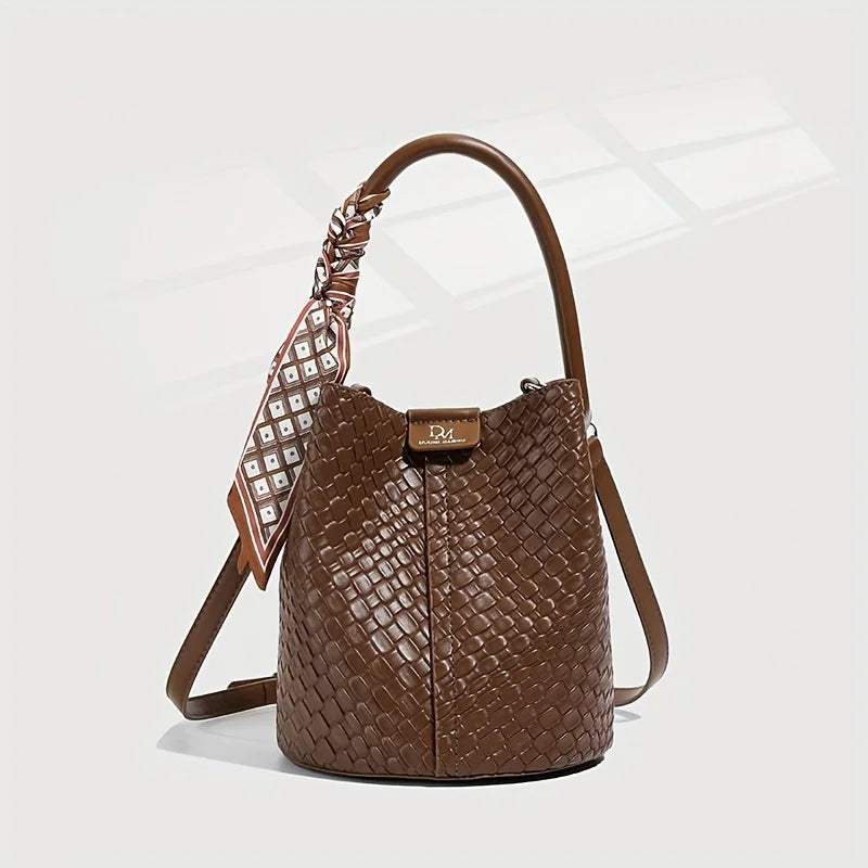 Fashionable Large Capacity Women's Crossbody Bags, Leather Retro Versatile Single Shoulder Bucket Bag, Suitable for Commuting