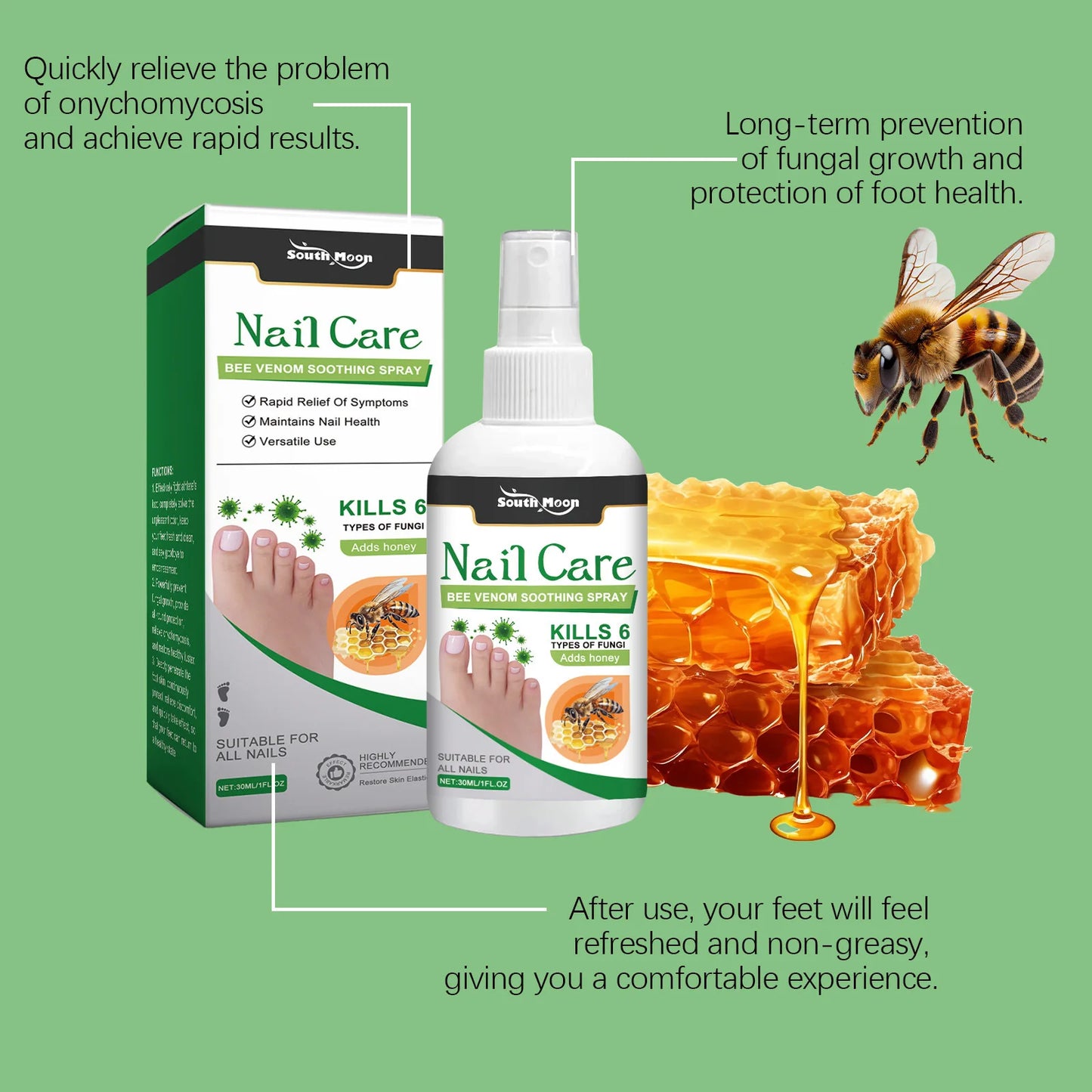 South Moon Nail Treatment Spray Onychomycosis Hand Foot Removal Repair Paronychia Strong Bright Nail Soft Nail Fungus Solution