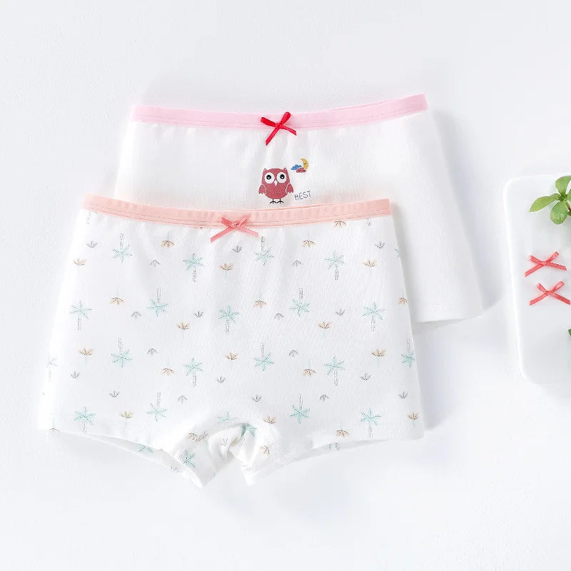 Girls Cotton Underwear Children Flat Corner Pants Antibacterial Children Clothing Four Corner Pants Small Medium Girls Baby