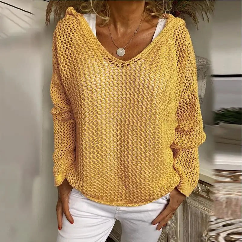 BKLD Loose T-Shirts Fashion Hooded Long Sleeve Tops Cover-Ups Clothes For Women Knitted Casual Top Tees Streetwear Solid Color