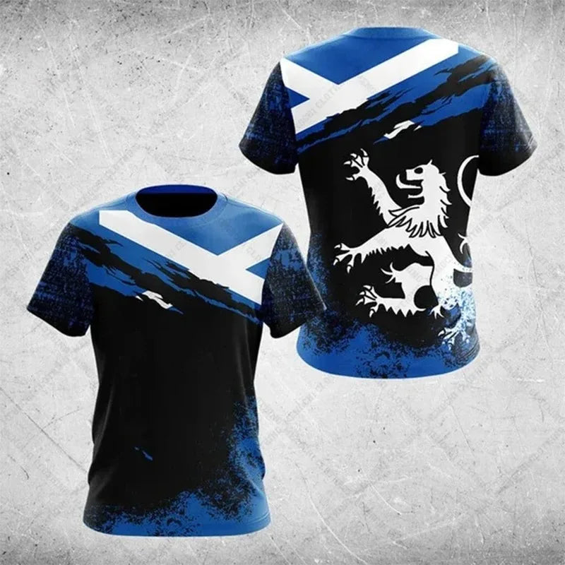 Men s Short Sleeve T Shirt with Scotland Flag Design 3D Printed Quick Dry Breathable Family Style Loose Casual for Adults Kids