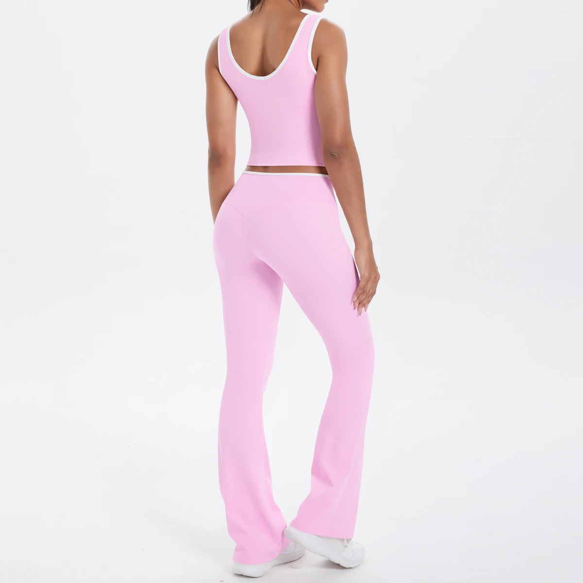Autumn Women's Yoga Set U-neck Vest High Waist Cross Wide Leg Pants Set Tight Fitting Seamless Elastic Sportswear