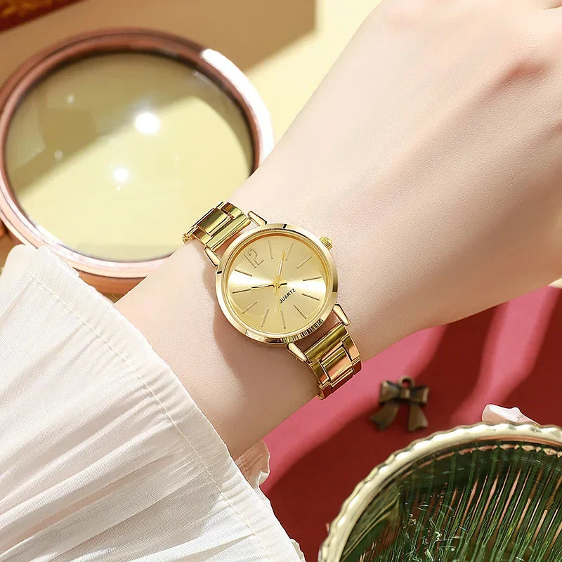 Watch Luxury Women Simple Dial Hollow Strap Fashion Gold Bracelet Quartz Wristwatch Student Ladies Watches Reloj Mujer