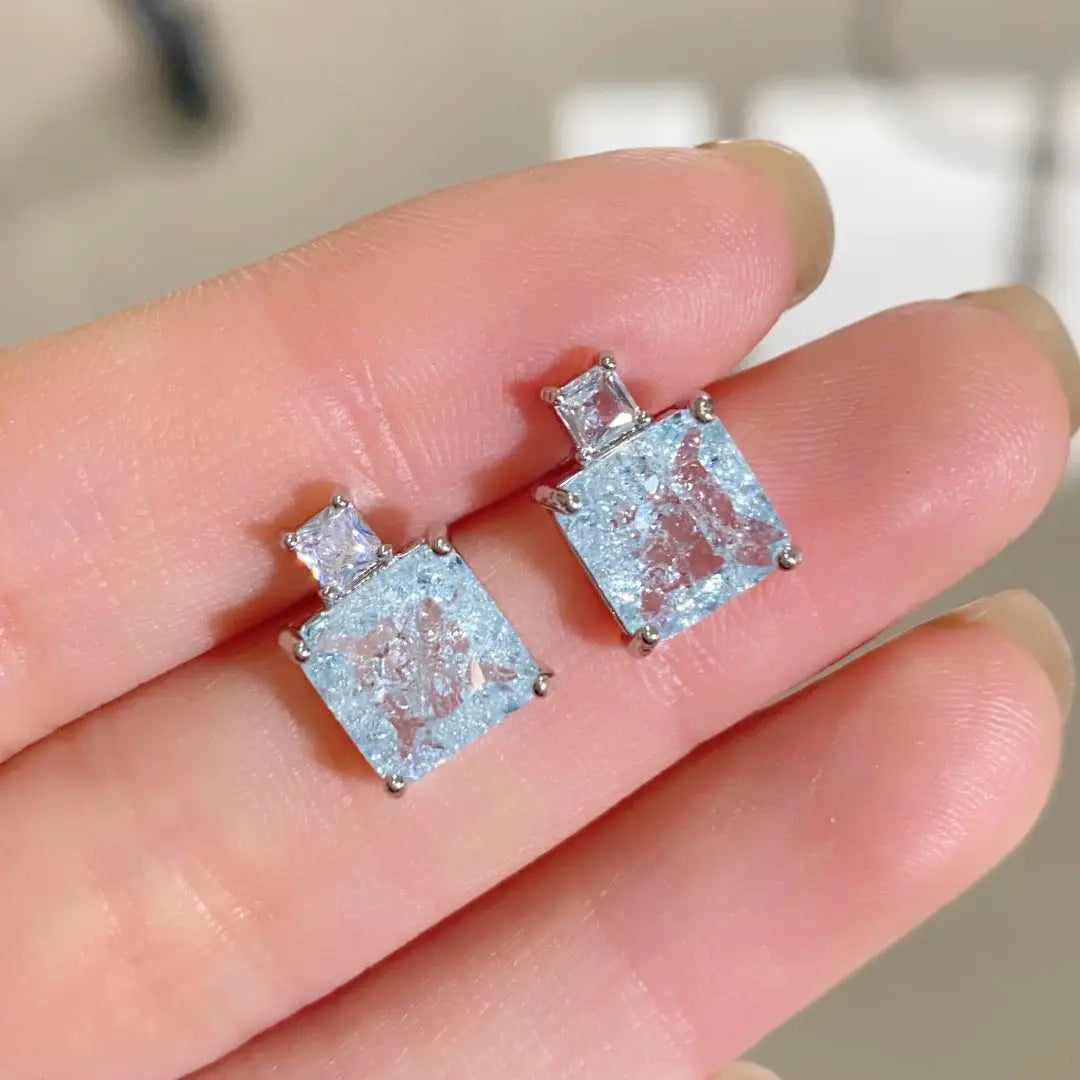 ZAKOL Elegant Ocean Blue Square AAA Zirconia Earring Necklaces Set for Women Exquisite Wedding Party Jewelry Gift for Women