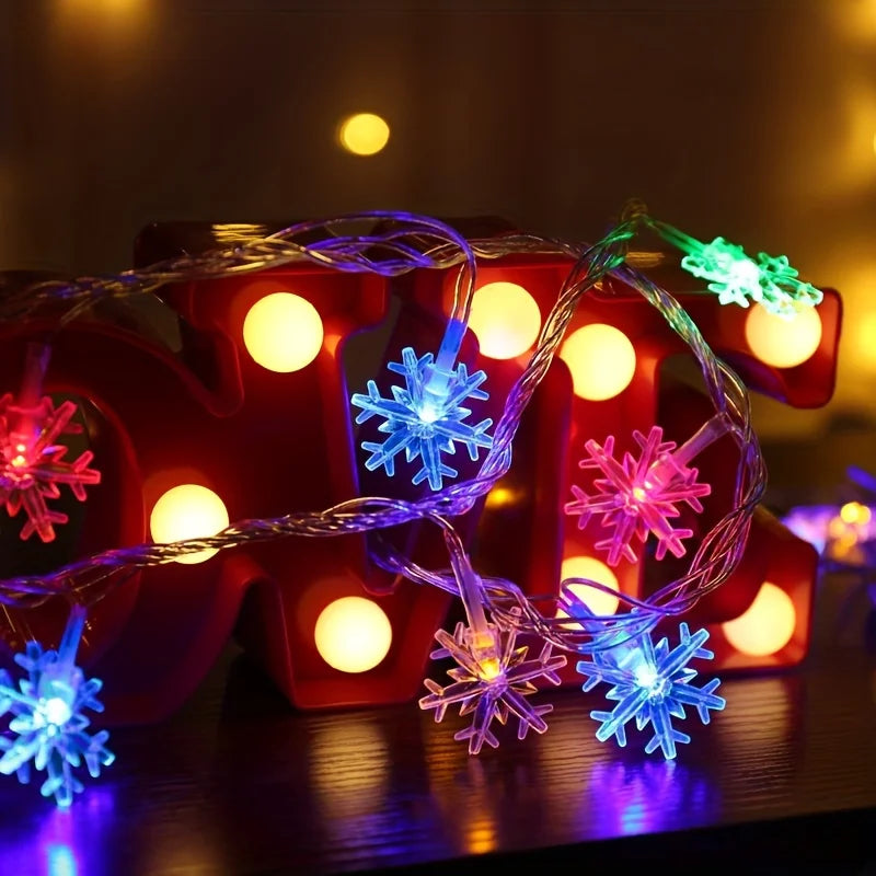 3/6M Snowflake LED String Lights, Warm White Christmas Fairy Lights for Indoor Holiday Party & Xmas Tree Decoration