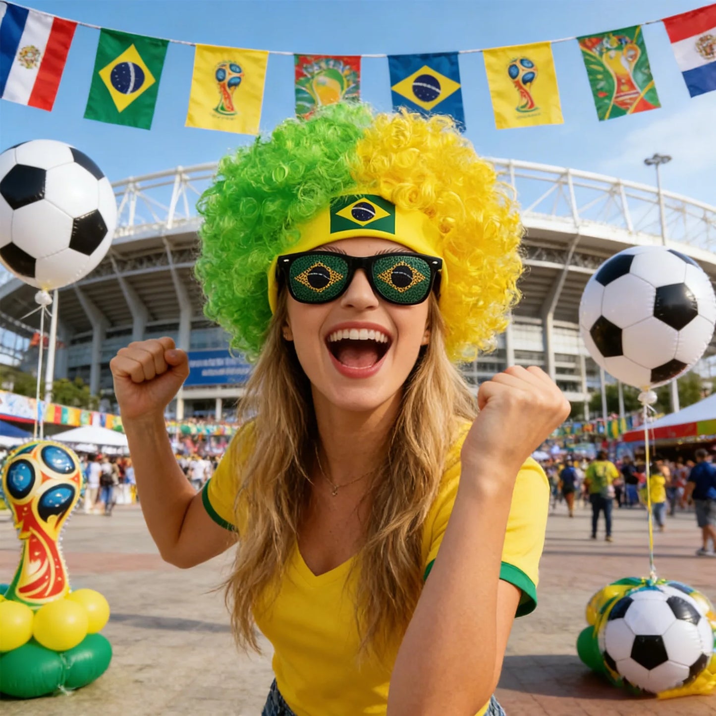 Football Fans Wig Hat Set 2026 - طقم قبعة وباروكة مشجعي كرة القدم 2026