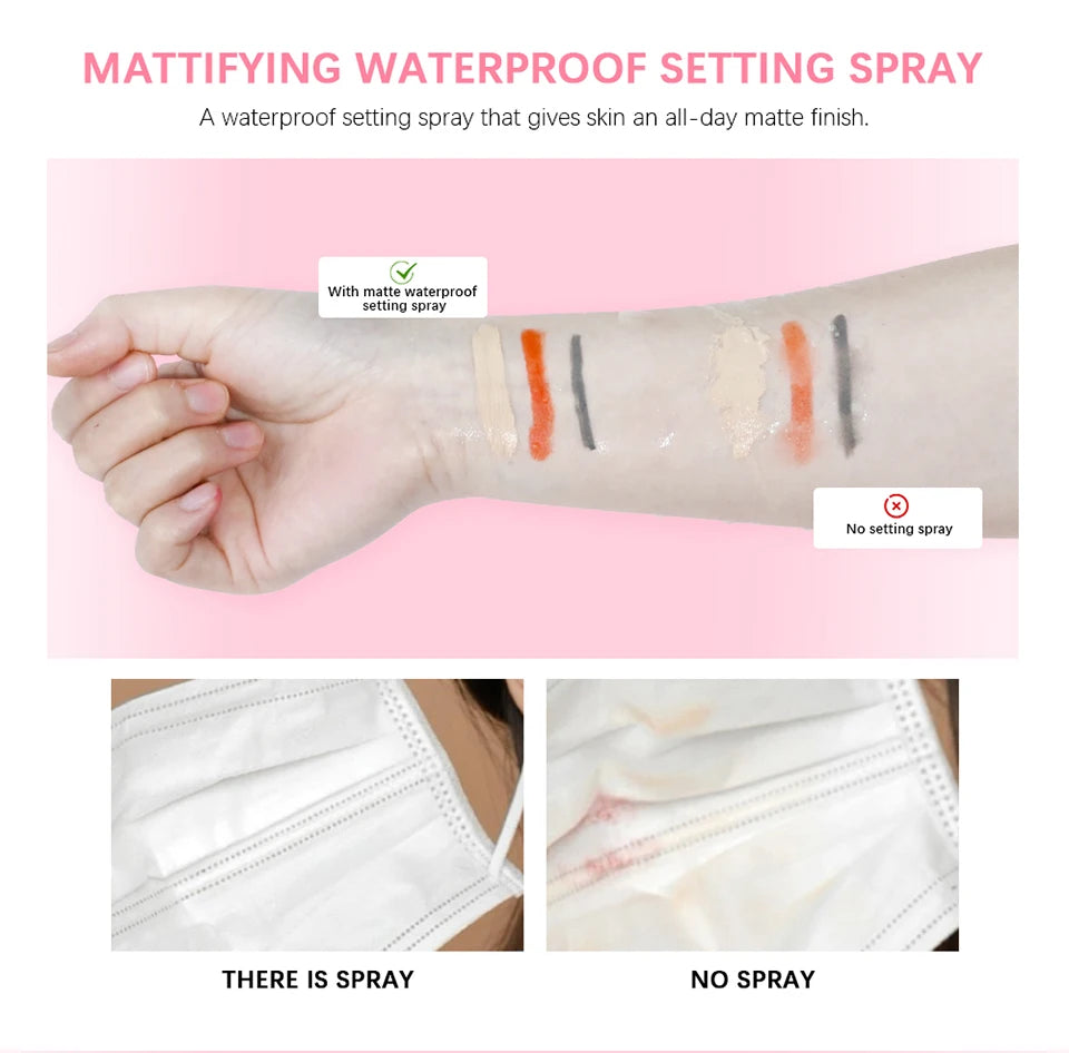 Long-Lasting Setting Spray Glossy Matte Base Makeup Oil Control Waterproof Moisturizing Make-up Fixer Spray for All Skin Style