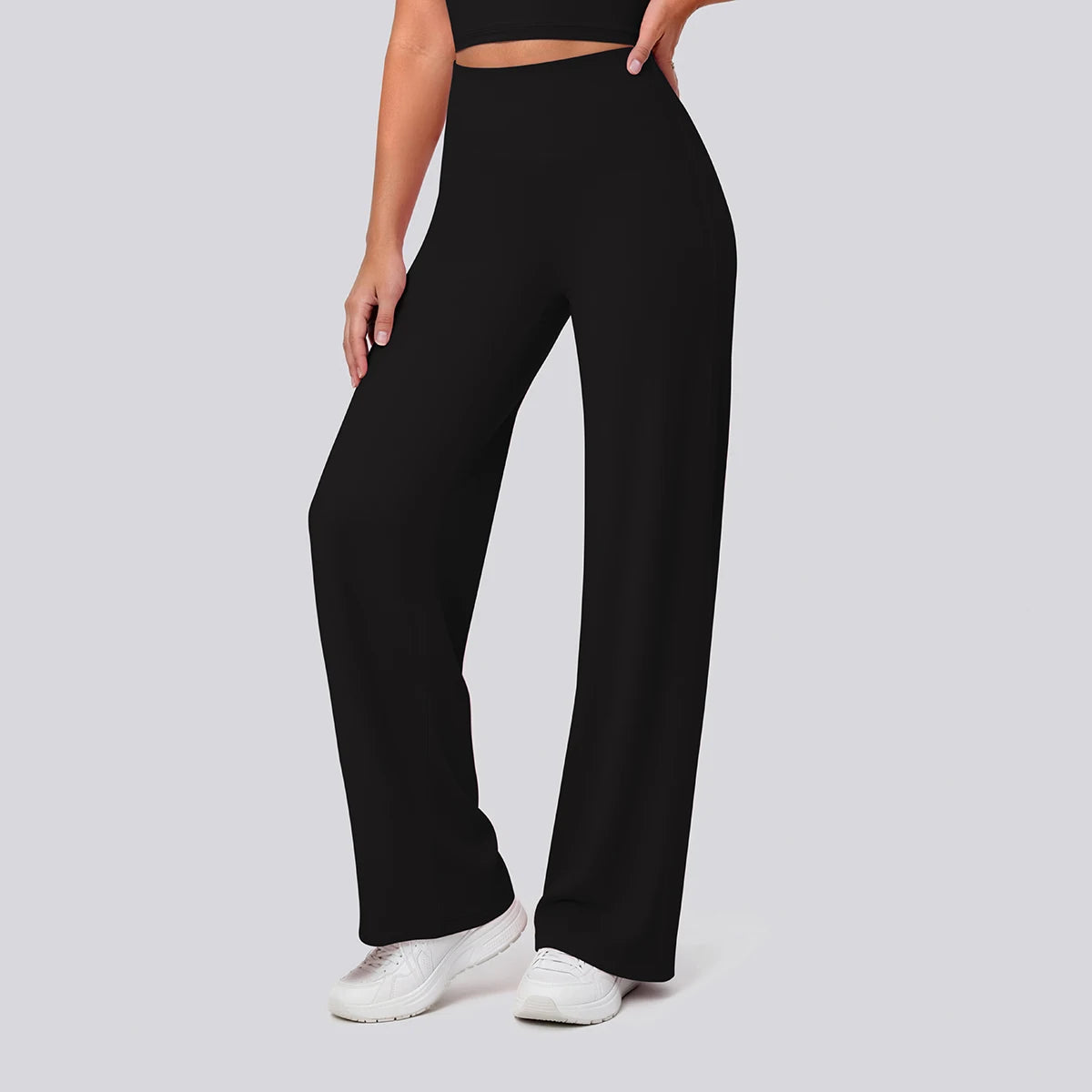 Rooftrellen Women's Sports Pants Bell-bottoms High Waisted Gym Loose Wide Leg Pants Solid Color Thin Fitness Sports Female Pants
