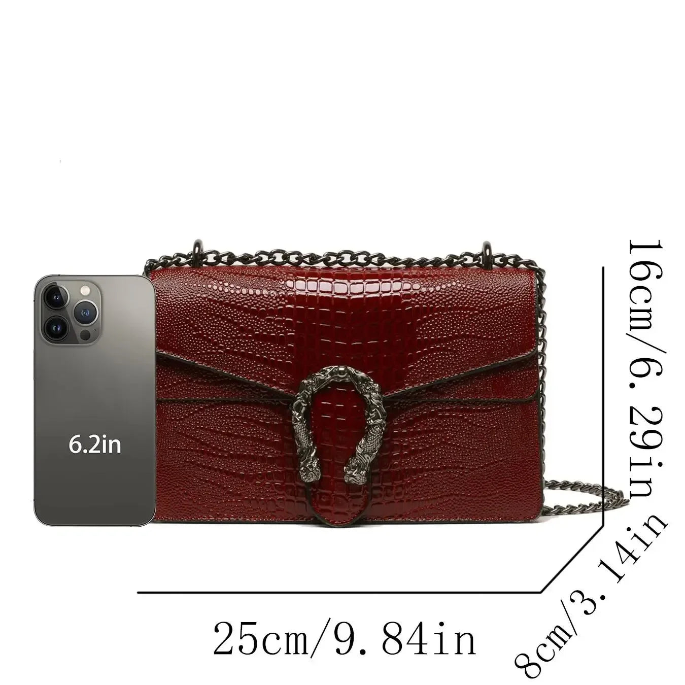 Women's Crocodile Embossed Square Shoulder Bag – Elegant & Trendy for Daily Use | حقيبة كتف نسائية بنقشة جلد التمساح – أنيقة وعصرية للاستخدام اليومي