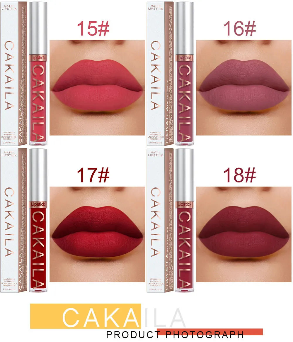Sexy Long Lasting Velvet Matte Lip Gloss Liquid Lipstick Lip Makeup Women Beauty Red Nonstick Cup Waterproof Lip Gloss