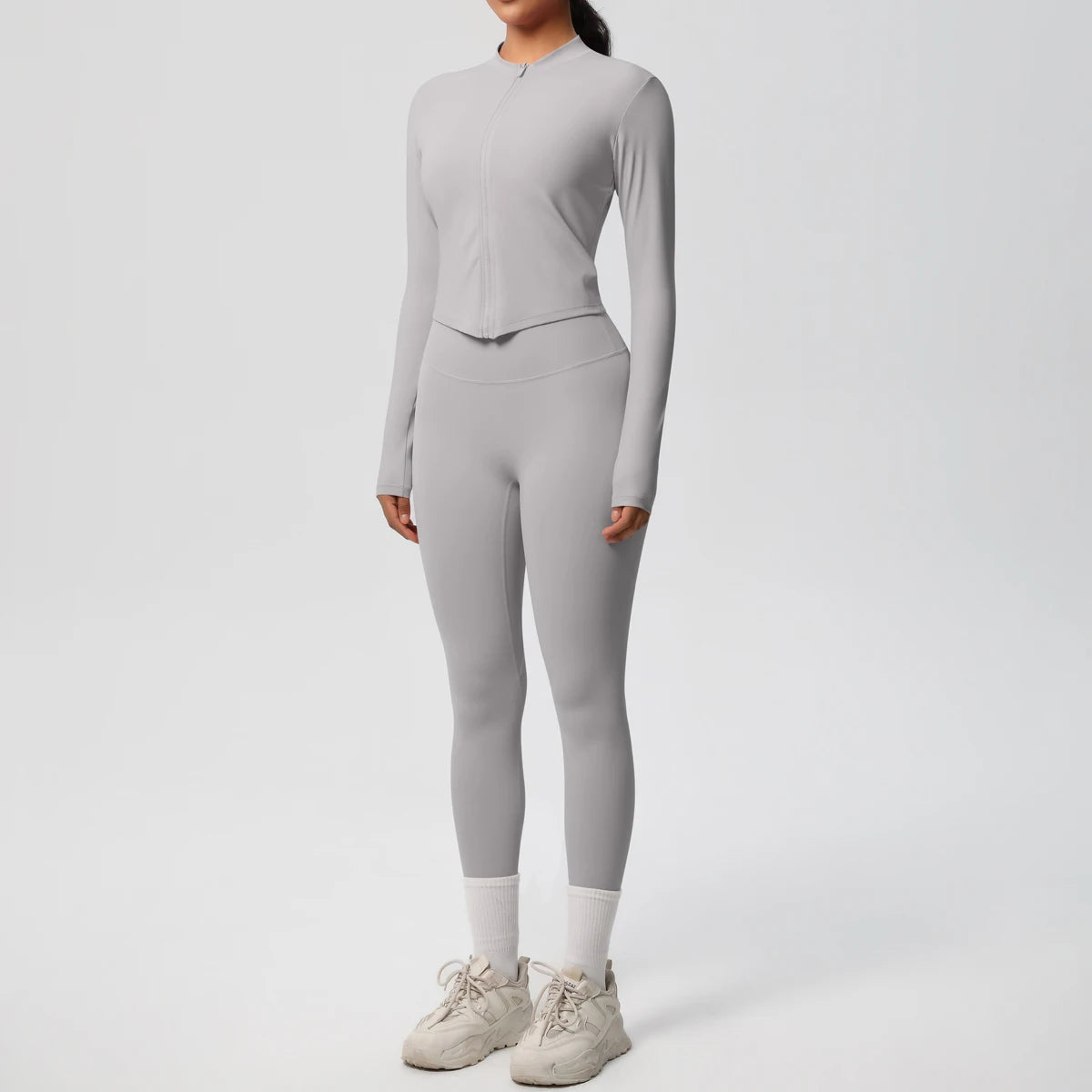 Hot Sale New Yoga Suit for Women Solid Color Yoga Zipper Long Sleeves Slim Casual Jacket Top Quick Drying Fitness Pants Gym Set