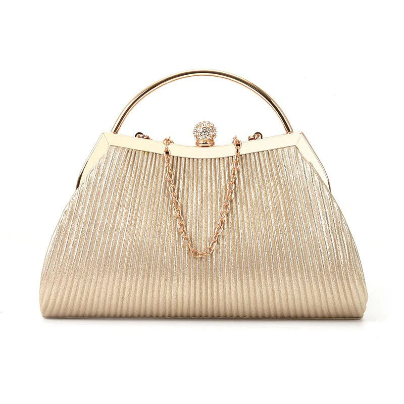 Ladies' Wedding Clutch Bag Cross-border Diamond-encrusted Dinner Bag Folded Metal Handbag Mini Bag