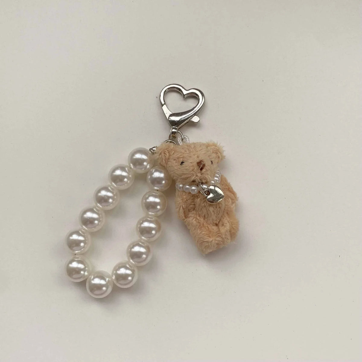 ZAKOL Korean Fashion Imitation Pearl Bear Doll Pendant Keychain Handbag Mobile Phone Accessories Gift for Women Girls