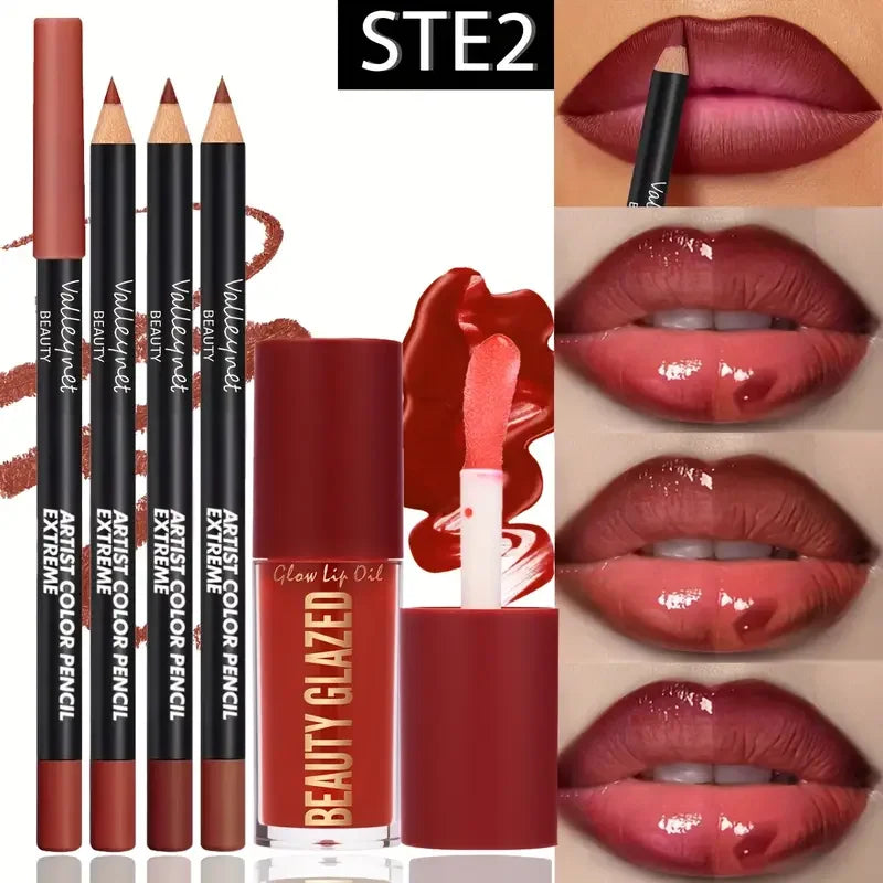 4-Piece Dark Brown Lip Kit – Matte Waterproof Set