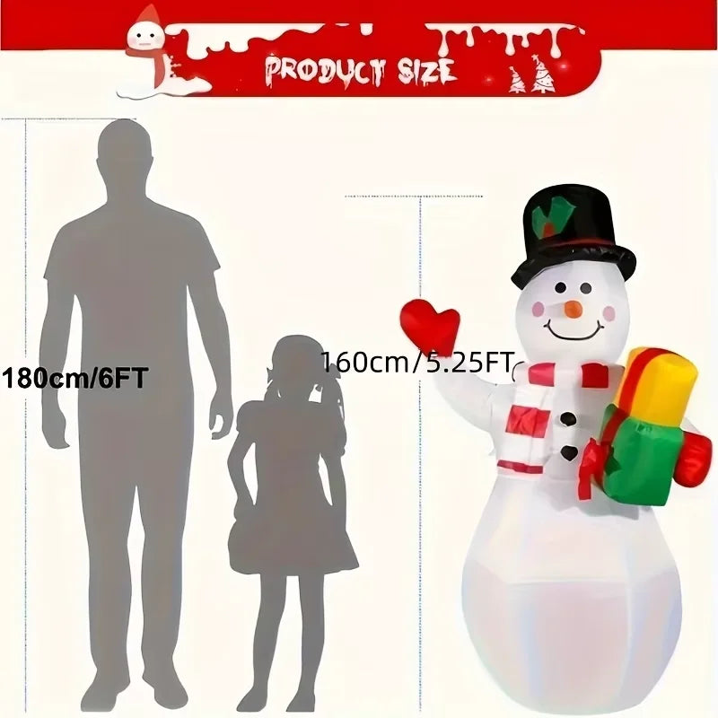 5.2FT Christmas Inflatable Snowman Outdoor Decoration, Blow Up Snowman for Yard Lawn Garden Patio, Indoor Outdoor Christmas