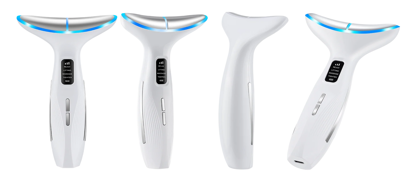 3 Color LED Face Neck Massager Beauty Device 3 Modes 3 Levels Home Use Vibration Lifting Anti Aging Improve Neck Lines Skin Care