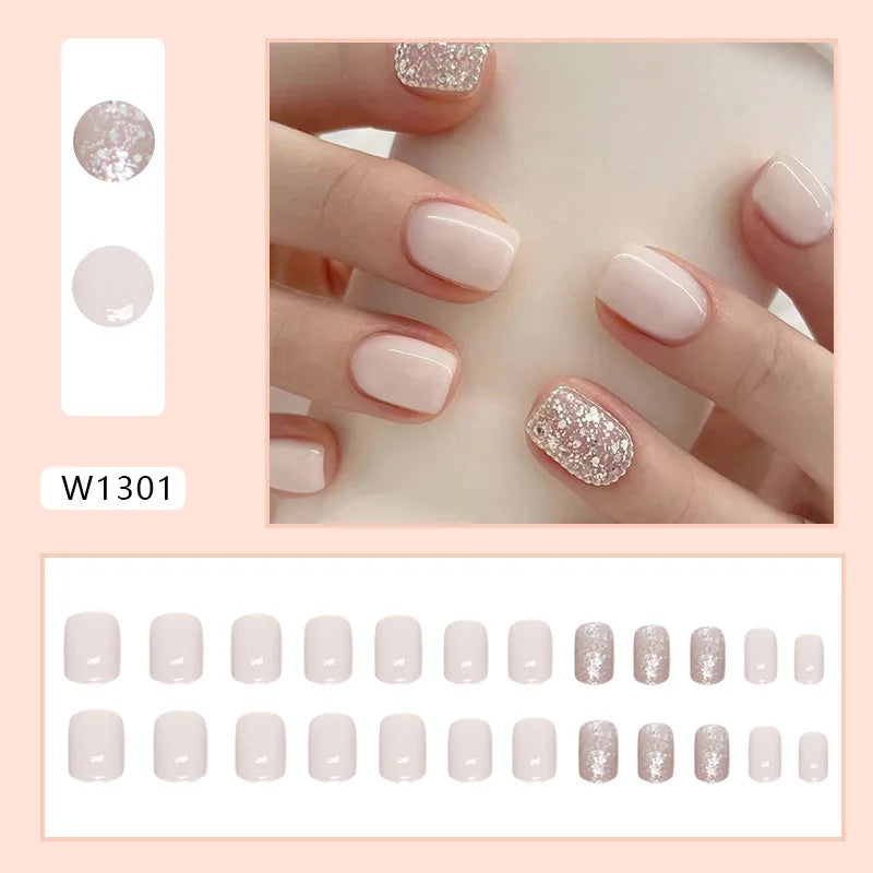 Leopard Print Pink Gradient Press-On Nails – 24PCS