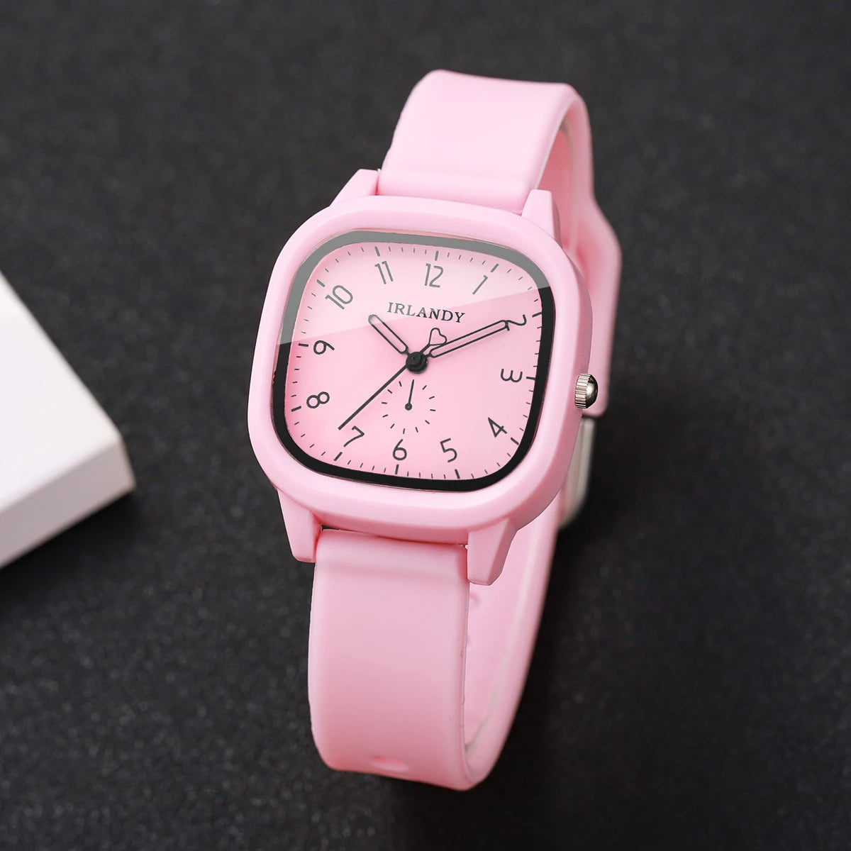 2PCS Fashion Arabic Dial Women Quartz Watch Heart Bracelet Set Square Silicone Strap Wristwatches Relogio Feminino (Without Box)