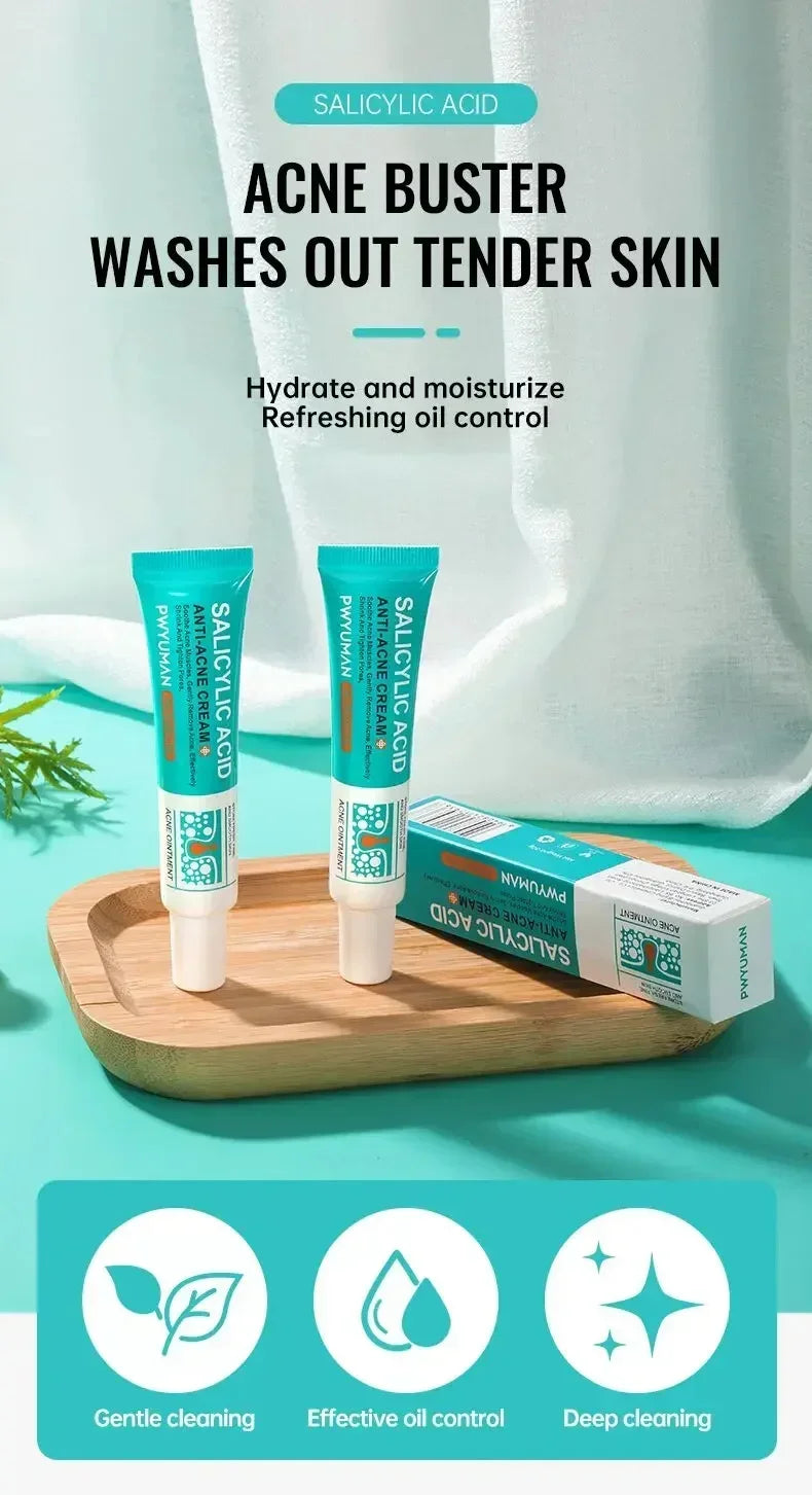 Salicylic Acid Acne Treatment Face Cream Repair Pimple Spots Deep Cleaning Pore Anti-acne Scar Oil Control Moisturizer Skin Care