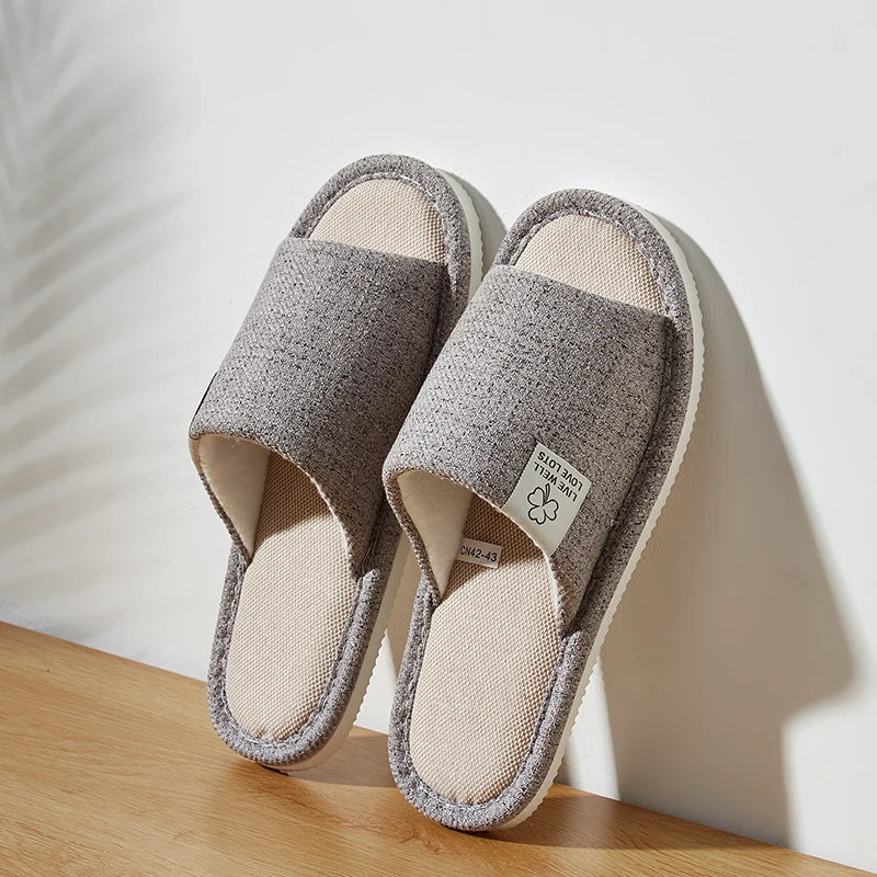 Men’s Indoor Hemp Cotton Slippers – EVA Sole Comfort Shoes (K293-A)