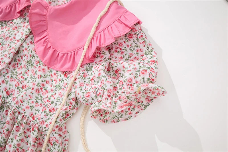 Baby Girls Summer Dress – Floral A-Line with Puff Sleeves, Ages 4–6Y