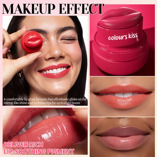 Lip And Cheek 2-in-1 Balm, Round Jar High Gloss Moisturizing Lip Gloss Long-lasting Moisturizing Multicolor Cheek Cream
