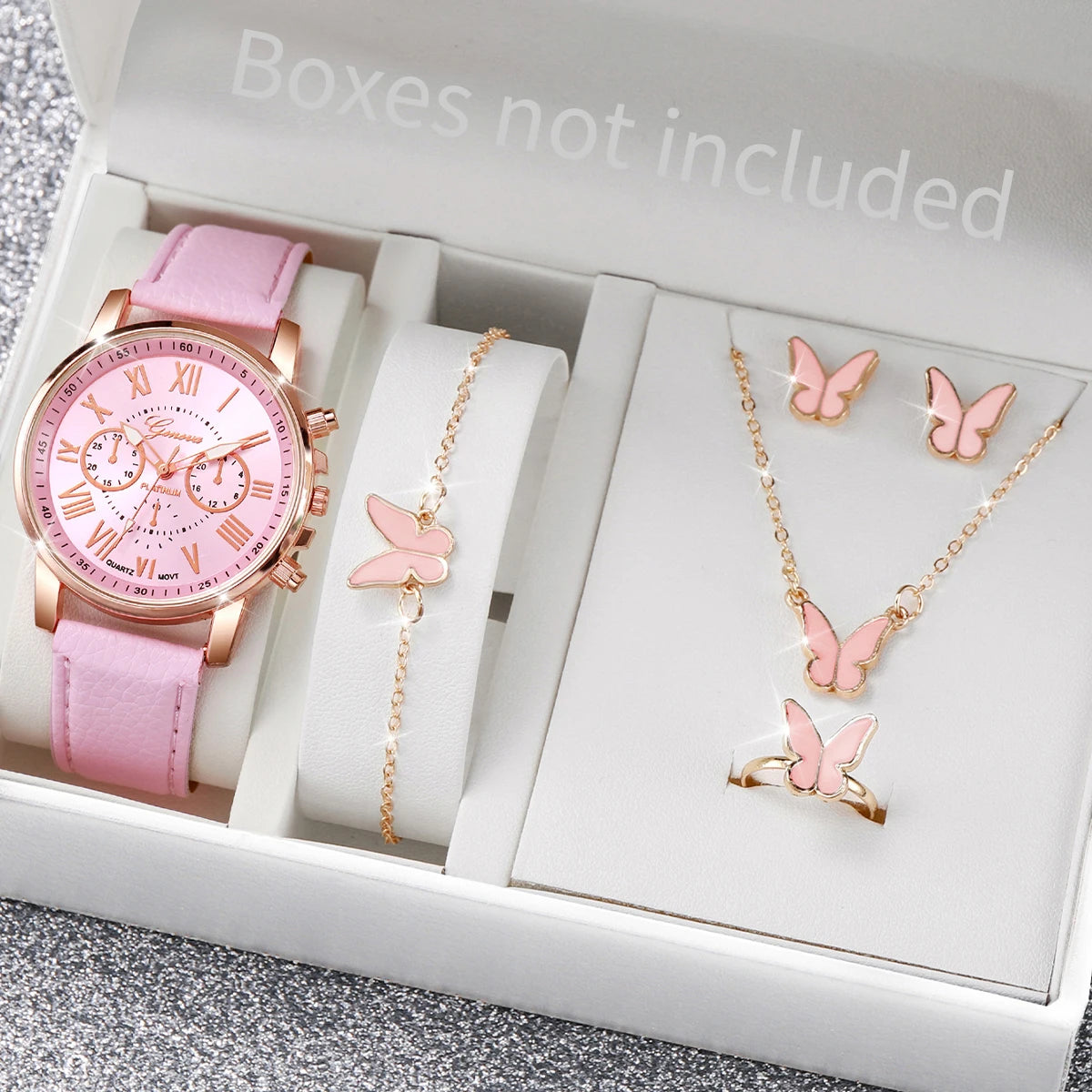 Women’s Fashion Quartz Watch & Jewelry Set – 5/6 PCS