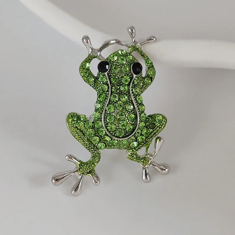 ZAKOL Luxury Green Crystal Frog Brooch Animal Brooches Pins For Women Dress Coat Accessories Jewelry Gift