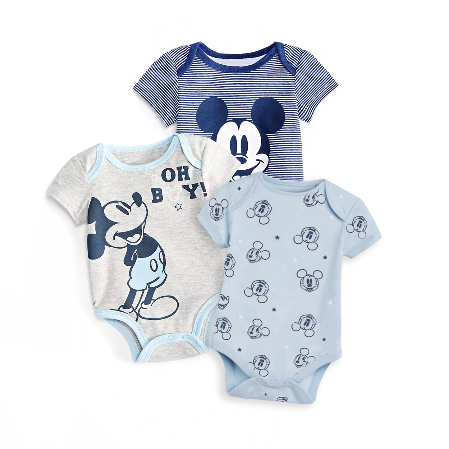 3PCS Baby Mickey Mouse Cotton Rompers – Soft & Cute