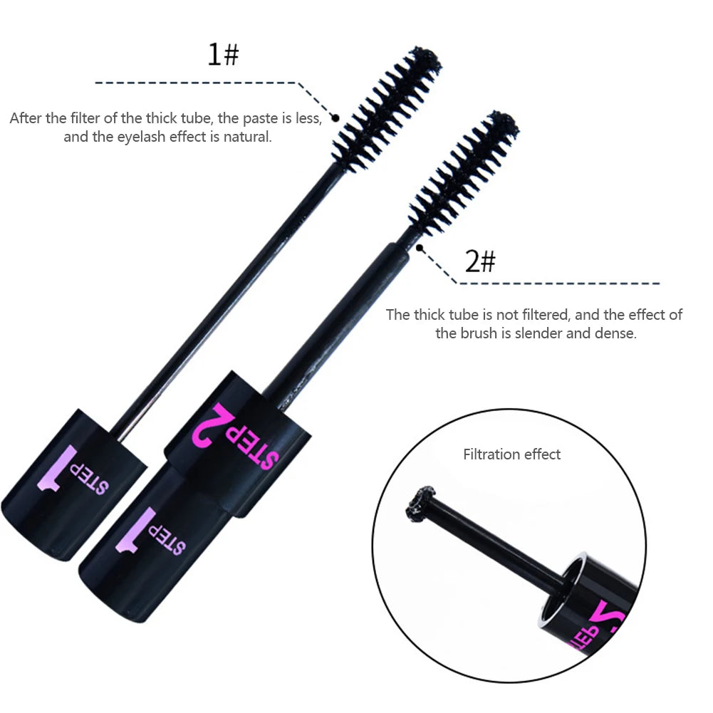 2 in 1 Curling Mascara Eye Cosmetics Waterproof Long Lasting Not Blooming Black Natural Thick Curling Lengthening Mascara Makeup