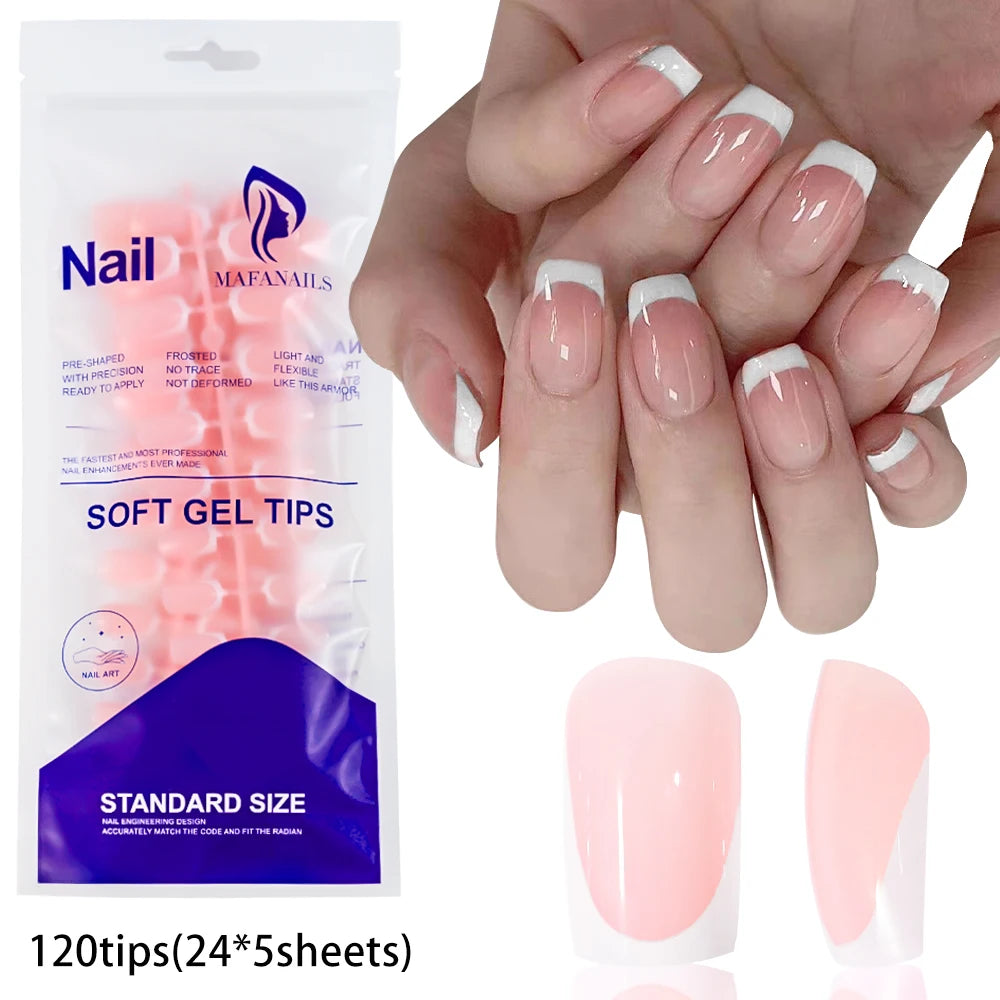150/120/100Pcs French Almond Press On Nails أظافر لاصقة فرنسية لوزية – 100 / 120 / 150 قطعة