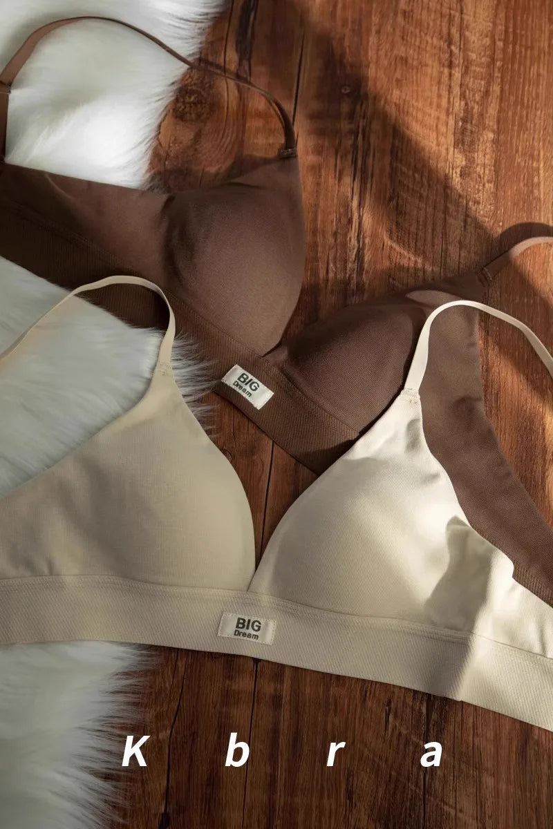 MOYISU Wholesale French Lady Triangle Cup Lingerie for Women No Underwire Comfort Anti-sag Small Bra Cover No Trace Summer Thin