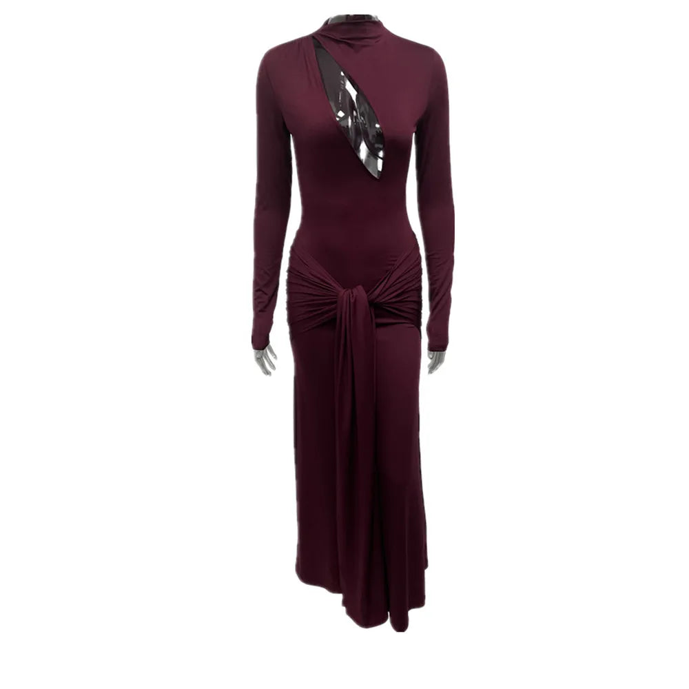 BKLD Elegant Birthday Dress For Women 2026 Autumn Nightclub Party Celebrity Sexy Hollow Out Long Sleeve Evening Long Dresses