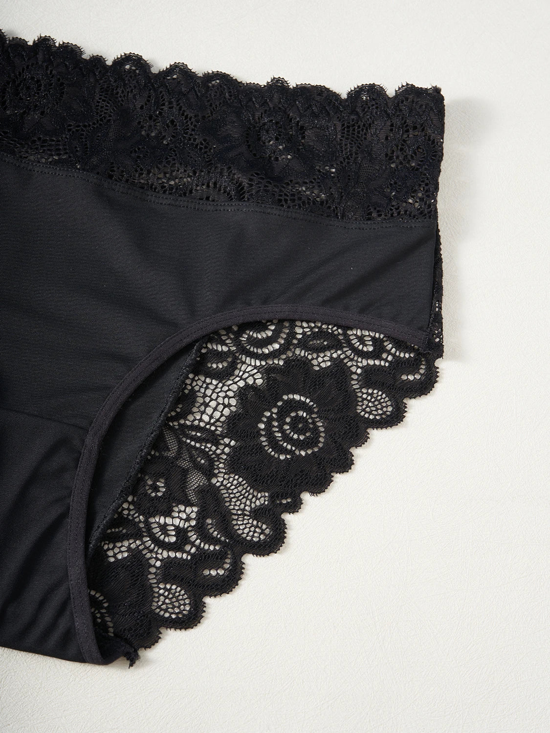 2PCS Black Women's Panties Luxury Lace Floral Hollow Out Sexy Underwear High Waist Briefs Lingerie S-XXL for Timeless Femininity
