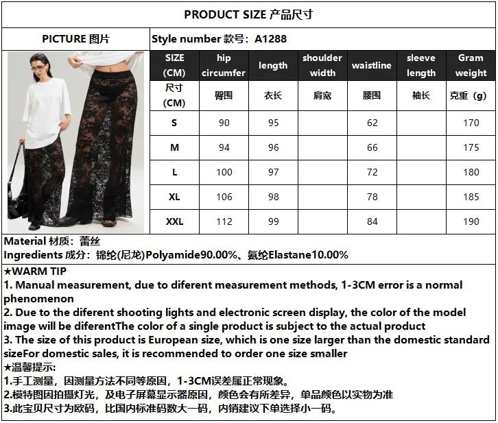BKLD Black Skirts 2026 Summer New Women Clothing Solid Color Slim Bag Hip Streetwear Fashion See-Through High Waist Lace Skirt