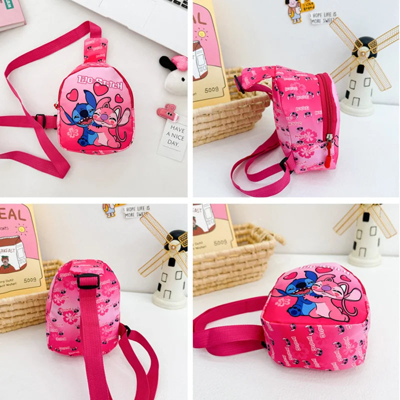 Disney Cartoon Stitch Children Chest Bag Fashion Crossbody Bag Cute Waist Storage Pouch Zipper Coin Purse Children's Gifts