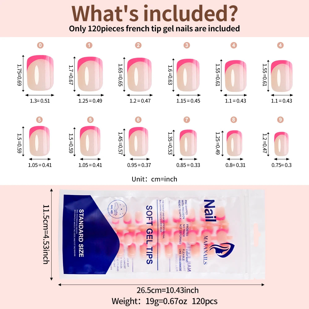 120Pcs Colorful French Square False Nails Short Ballerina Full Cover Fake Nails Artificial Nail Tips Wearable Press On Nails