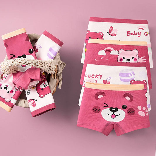 4pcs/Lot Kids Girl Underwear Set Girls Cotton Cute Printing Briefs Boyshorts Comfortable Safety Panties Children Cartoon Clothes