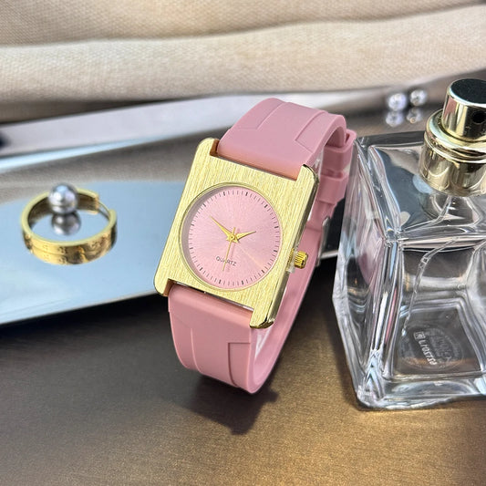 New Square Dopamine Color Women’s Watch – Silicone Strap
