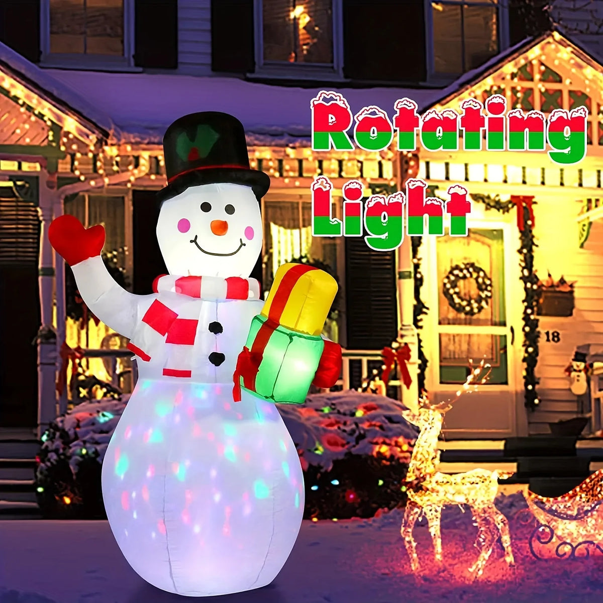 5.2FT Christmas Inflatable Snowman,Outdoor Christmas Yard Decoration,Holiday Party Lawn/Garden/Patio/Indoor ,Christmas Decor