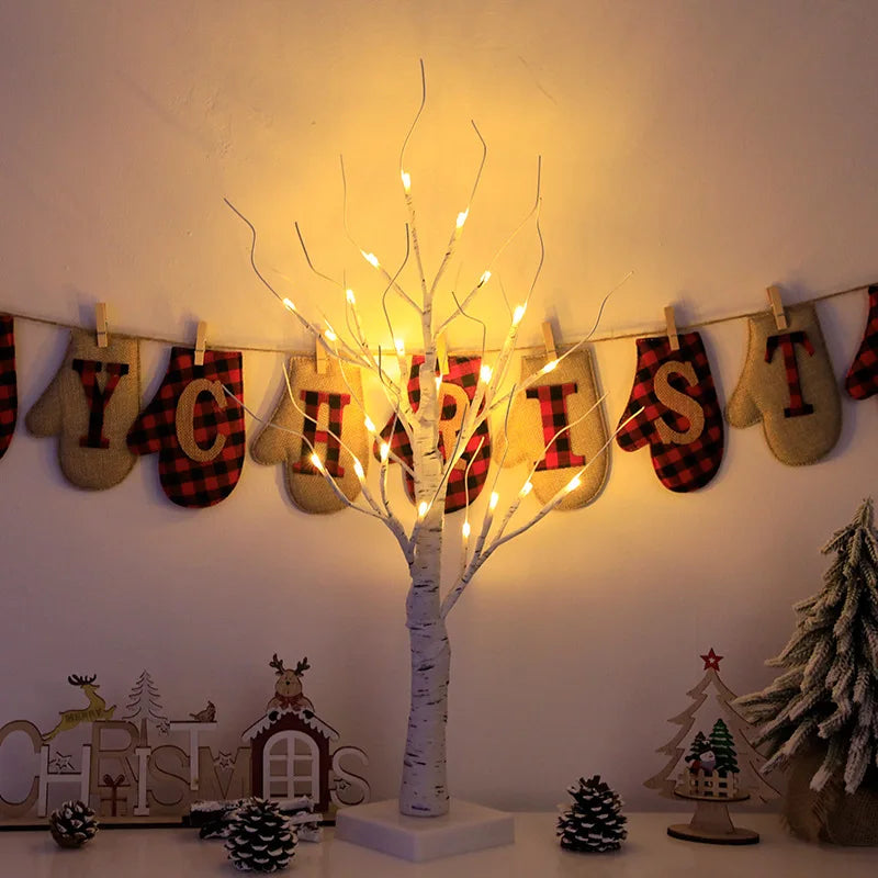 1pc LED Door 6FT Lighted Birch Garland, Pre-Lit Twig Vine Lights for Christmas Fireplace Mantle Table Decoration